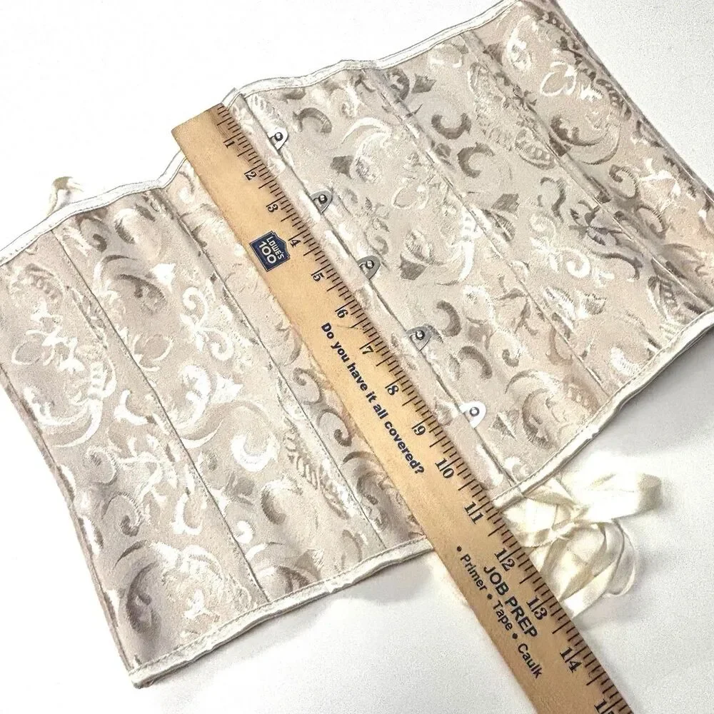 Cream Brocade Overbust Corset Waist Trainer